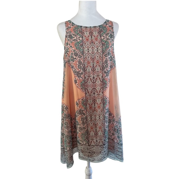 Max Studio Scarf Print Sleeveless Shift Dress XS Lined Chiffon - Picture 3 of 10